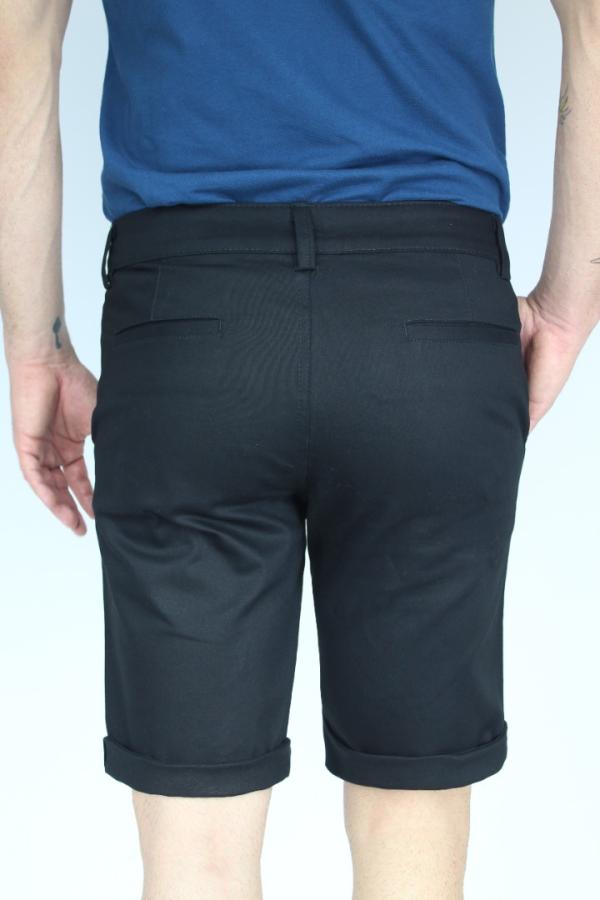Bermuda Color Negro Slim Fit Stretch De Algodón Para Caballero 